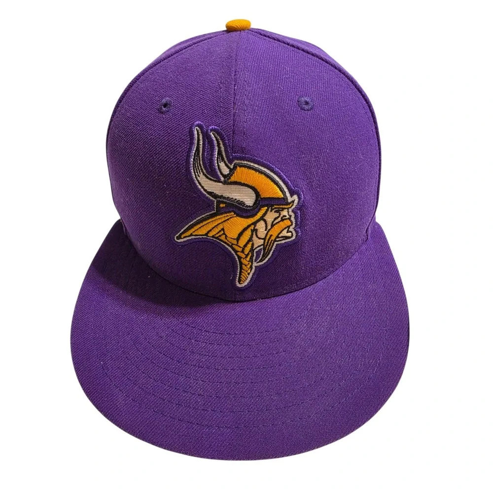 New Era 59FIFTY Minnesota Vikings Fitted Hat Size 7 Purple Yellow‎ NFL Cap